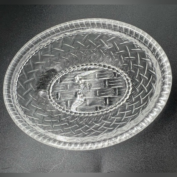 Vintage Imperial Lenox Glass Bunny Rabbit On Basket Candy Trinket Dish Box Lid - Picture 8 of 13